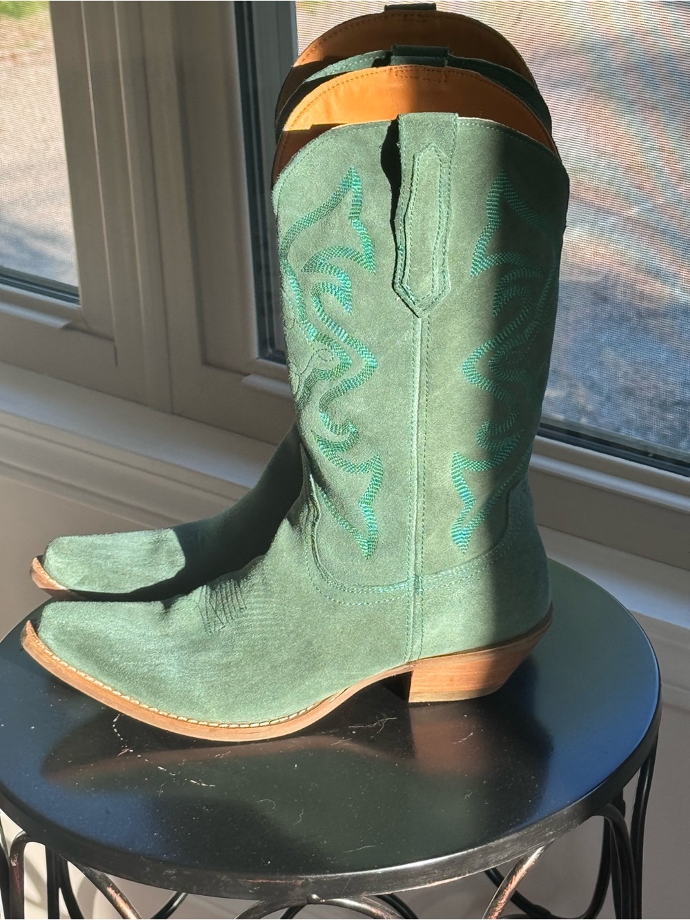 Dingo #Outwest Green Suede Boots with Tan leather Interior. - Picture 5 of 8